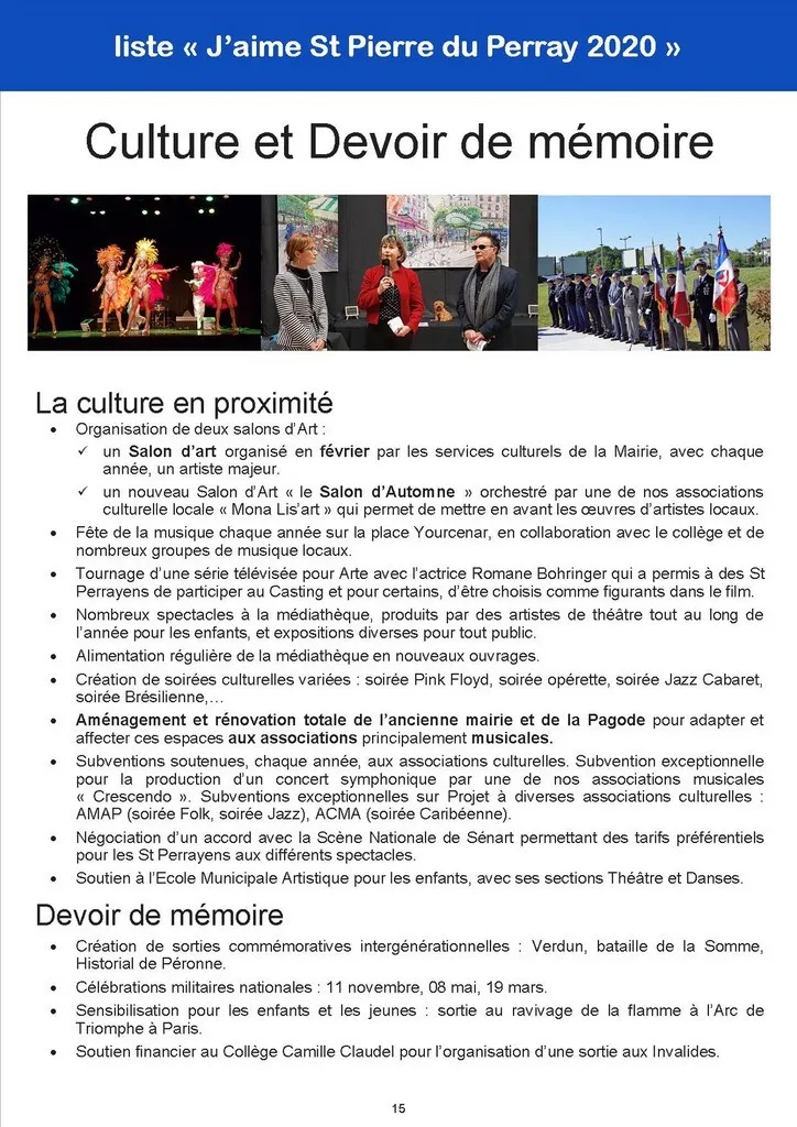 Culture et devoir de mémoire Bilan 2014-2020 - Culture et Devoir de mémoire St Pierre du Perray