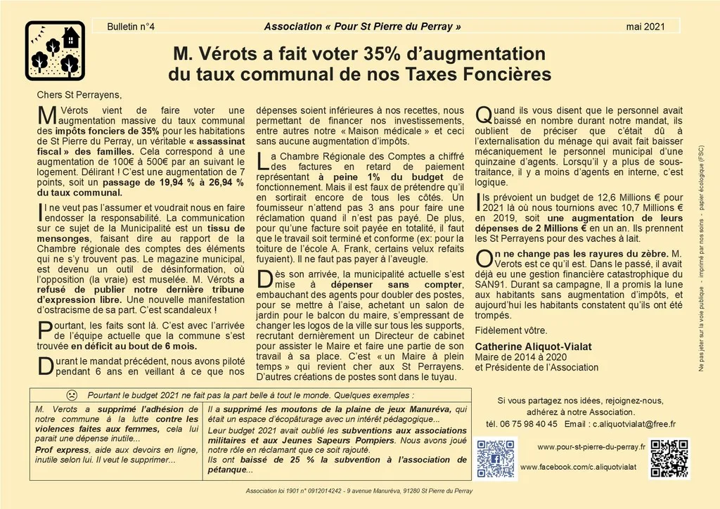 Bulletin 04 - un assassinat fiscal Catherine Aliquot-Vialat Dominique Verots St Pierre du Perray Bulletin 04 un assassinat fiscal