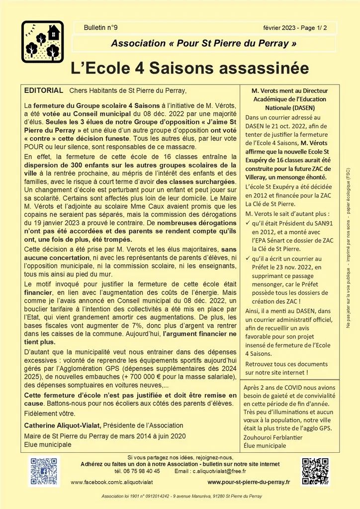 Bulletin 10 - Concertation ? Que du vent ! (page_1) Catherine Aliquot-Vialat Dominique Verots St Pierre du Perray Bulletin 10 - Concertation ? Que du vent ! (page_1)
