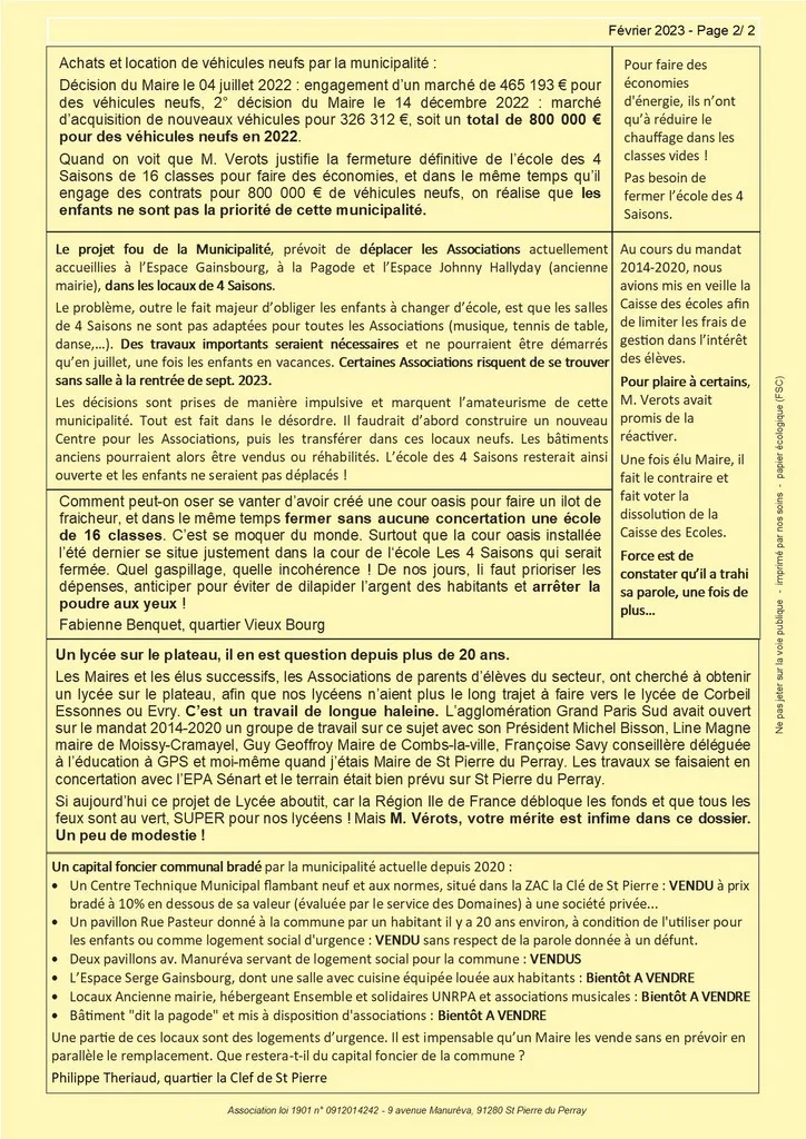 Bulletin 09 - L'Ecole 4 Saisons assassinée (page_2) Catherine Aliquot-Vialat Dominique Verots St Pierre du Perray Bulletin 09 - l'Ecole 4 Saisons assassinée (page_2)