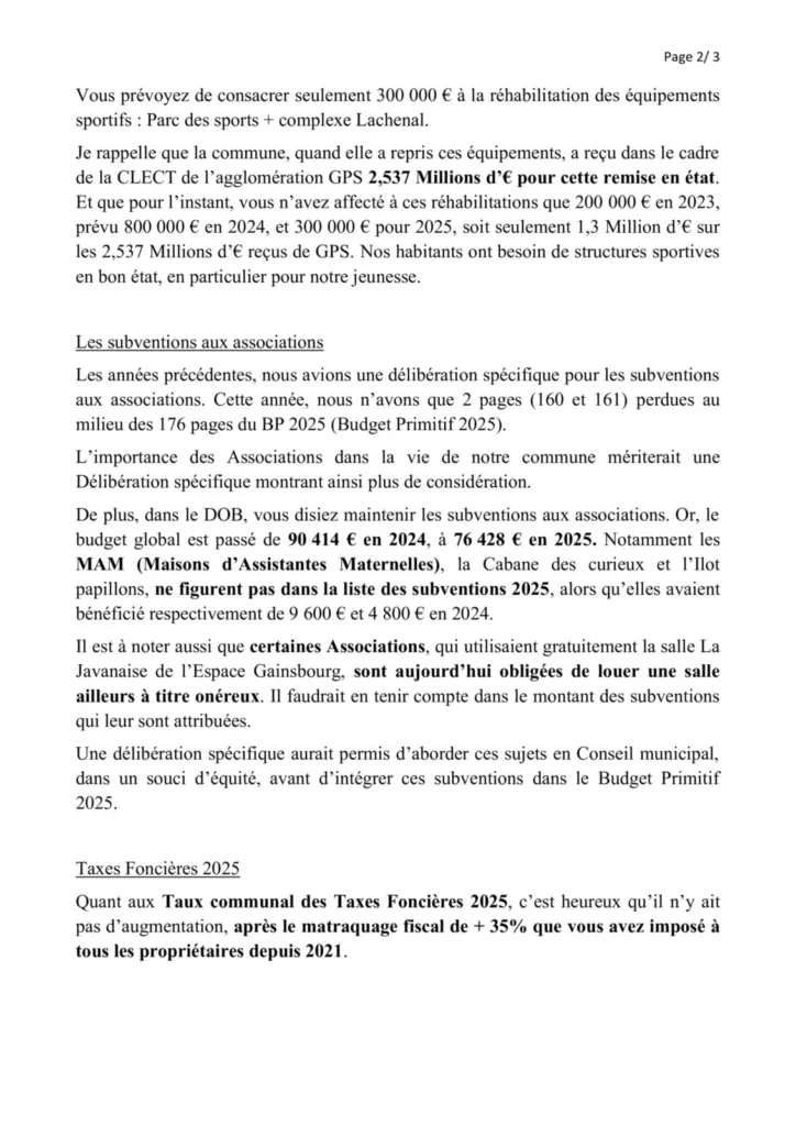 Intervention de Catherine Aliquot-Vialat sur le BP 2025 de St Pierre du Perray - page 02 Intervention de Catherine Aliquot-Vialat sur le BP 2025 de St Pierre du Perray - page 02