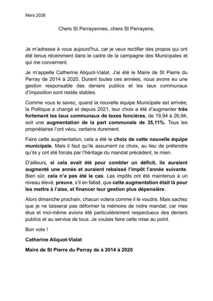 Budget Primitif BP 2026 de St Pierre du Perray - Intervention de Catherine Aliquot-Vialat Budget Primitif BP 2026 de St Pierre du Perray - Intervention de Catherine Aliquot-Vialat page 01
