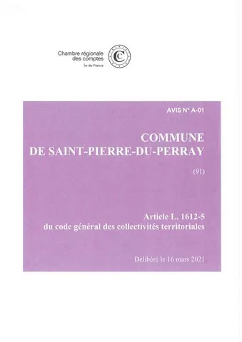 Rapport de la Chambre Régionale des Comptes mars 2021 Rapport de la Chambre Régionale des Comptes St Pierre du Perray mars 2021