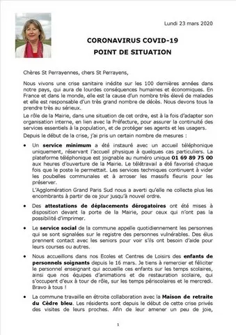 Covid-19, point de situation, 23 mars 2020 Catherine Aliquot-Vialat, Covid-19, point de situation, 23 mars 2020