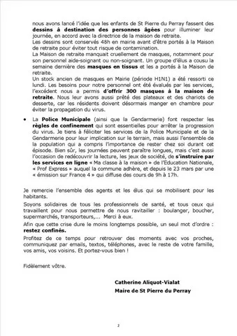 Covid-19, point de situation, 23 mars 2020 Catherine Aliquot-Vialat, Covid-19